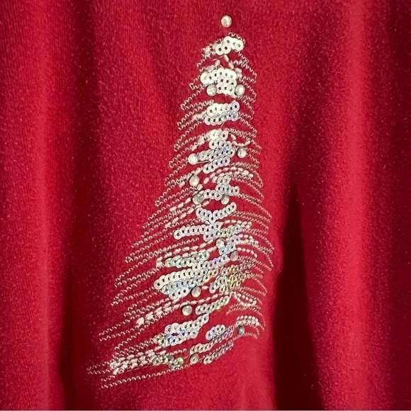 Hasting & Smith Christmas Tree Crewneck Sweater Size XL Embroidered Sequins Knit - Picture 4 of 6